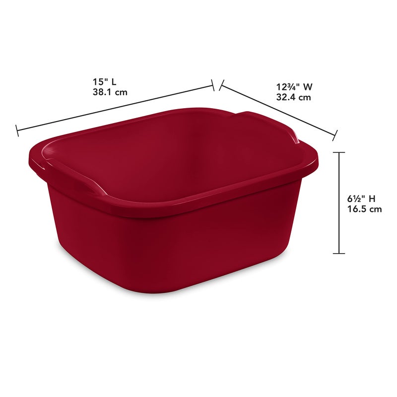 Sterilite 12 Qt Dishpan, Bin Ideal for Soaking and Cleaning Dirty Dishes in the Kitchen Sink, Red, 8-Pack - Image 2